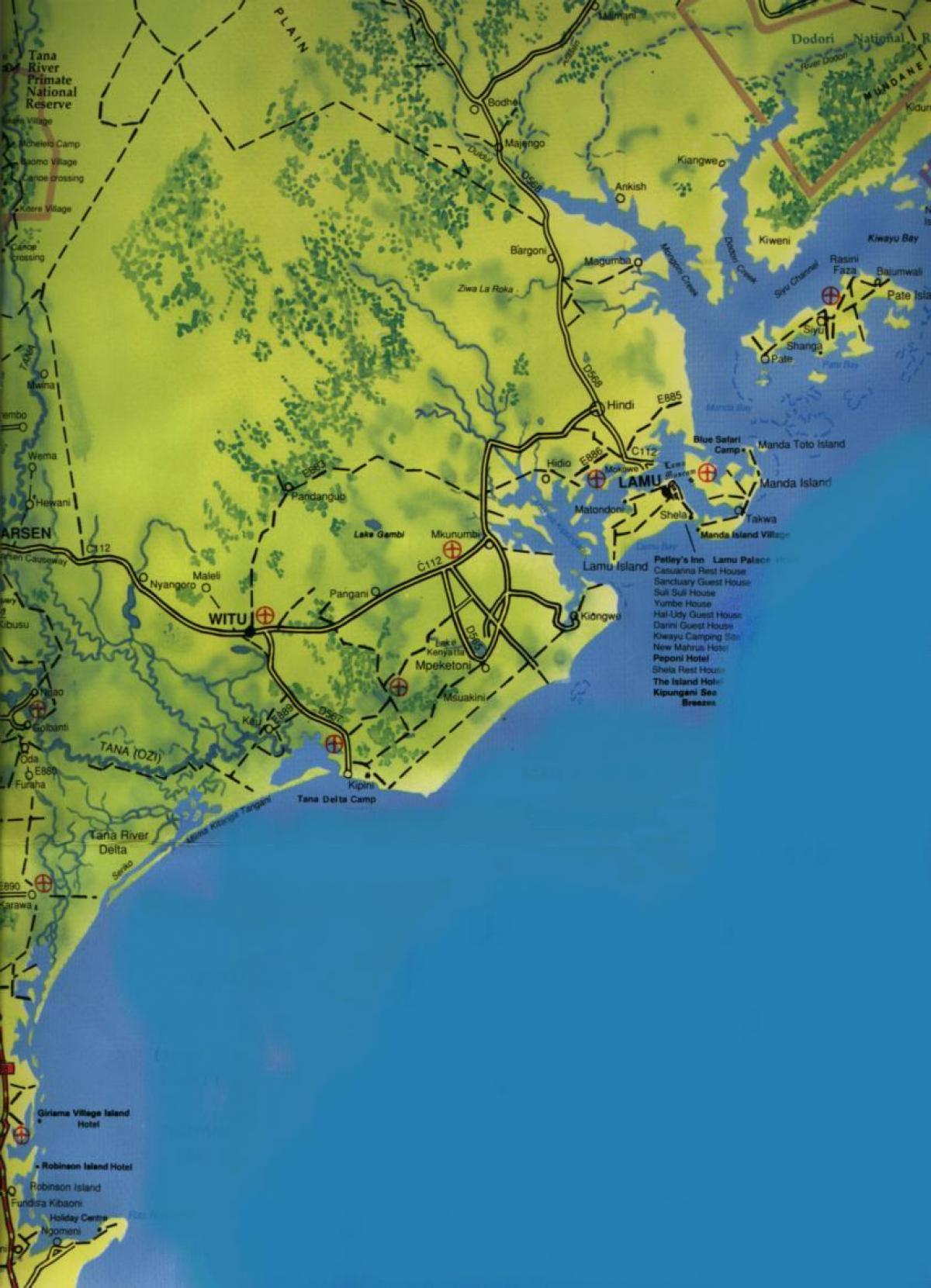 mapa da costa sur de Quenia