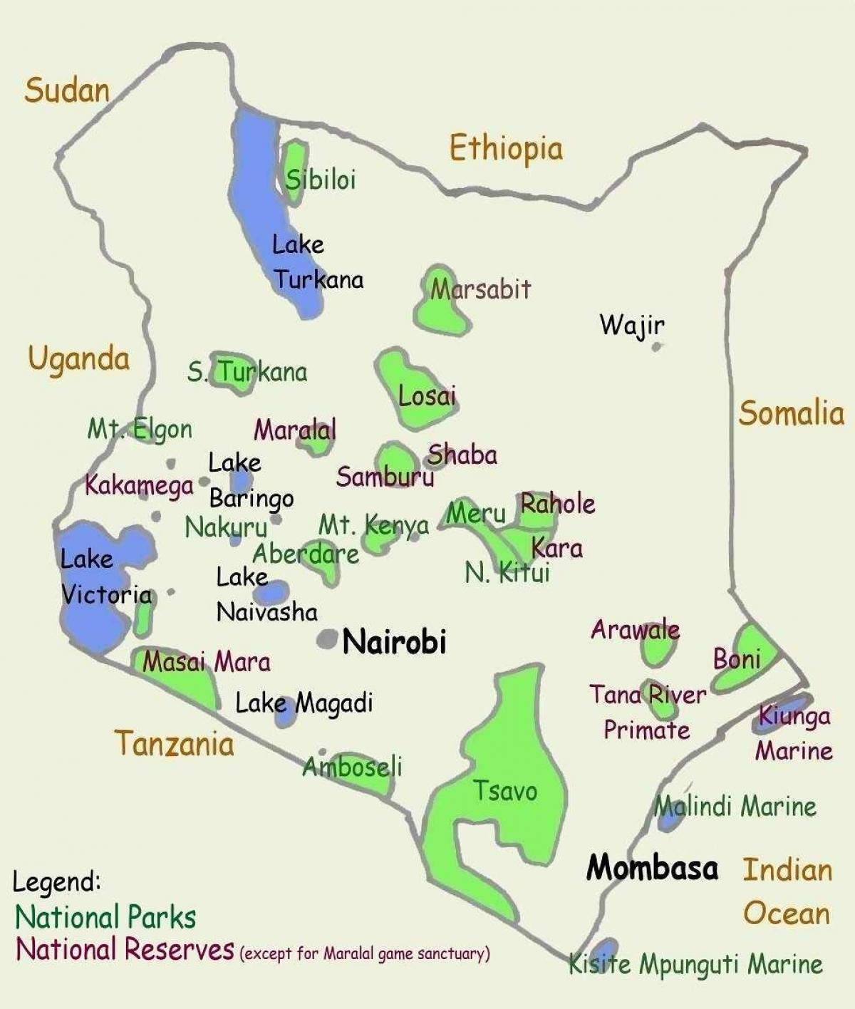mapa de lagos en Quenia