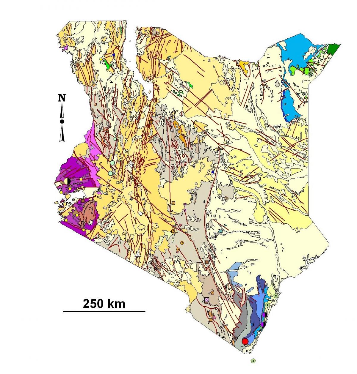 mapa do mapa xeolóxico de Quenia