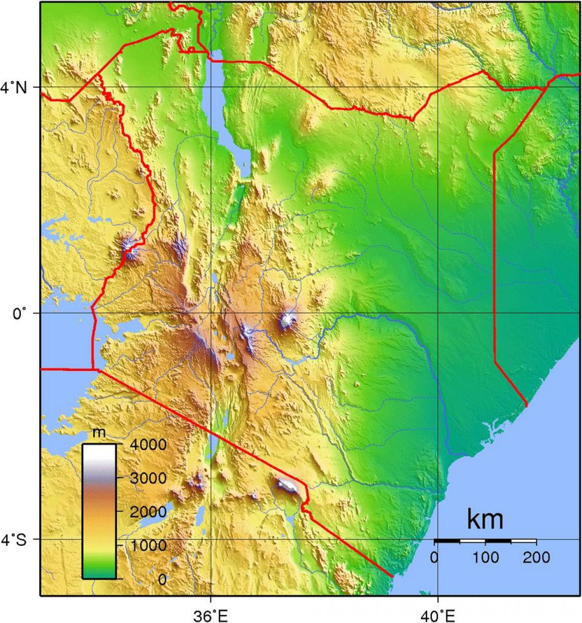 Quenia elevación mapa