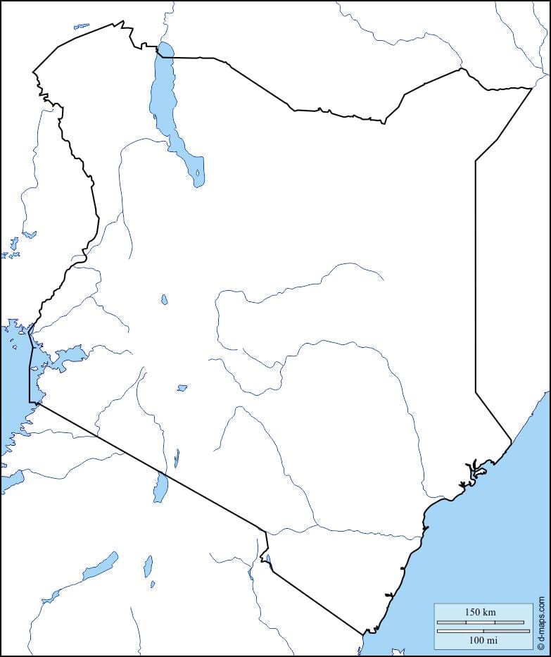 mapa de branco mapa de Quenia