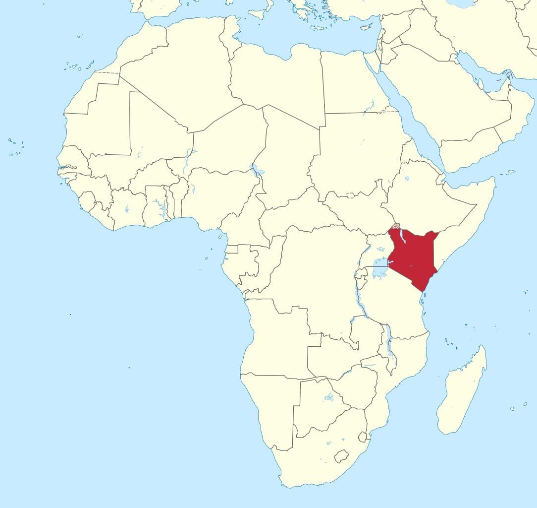 mapa de áfrica con Quenia destacadas
