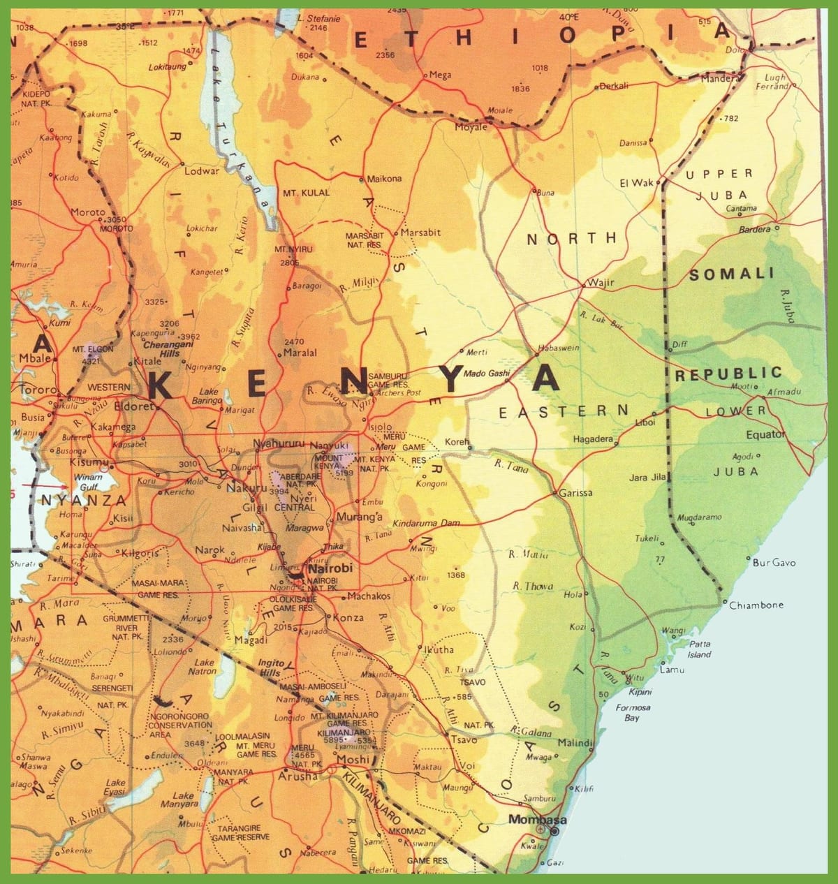 Quenia rede viaria mapa