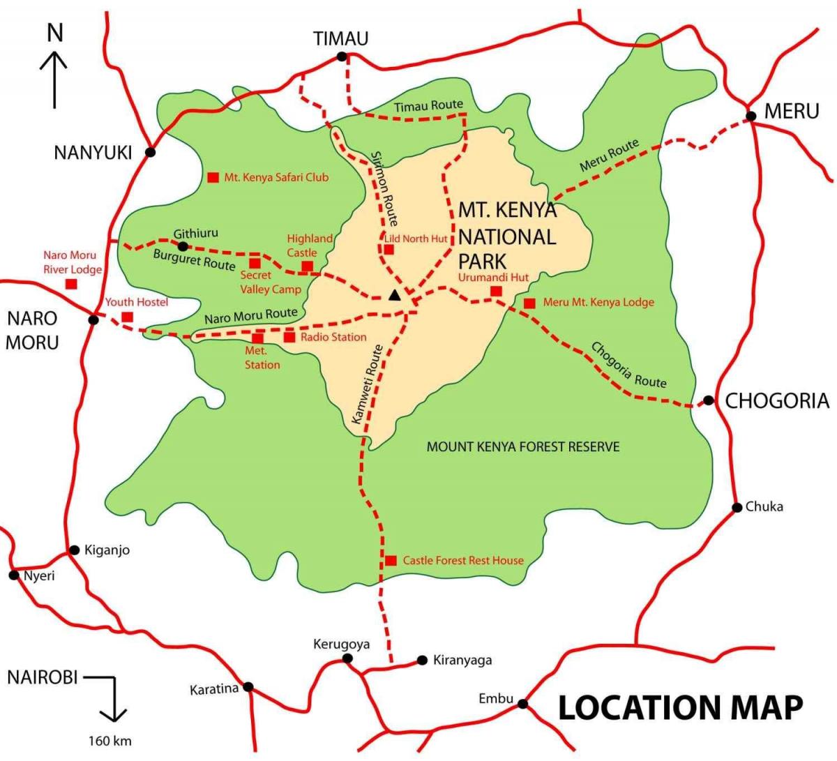 mapa do monte Quenia