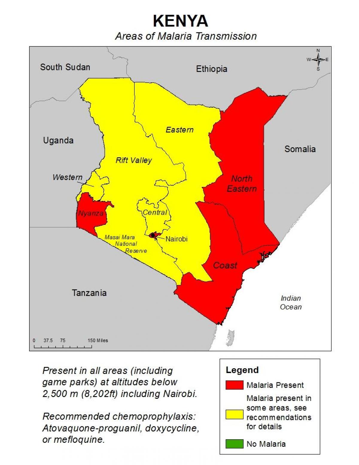 mapa de Quenia malaria