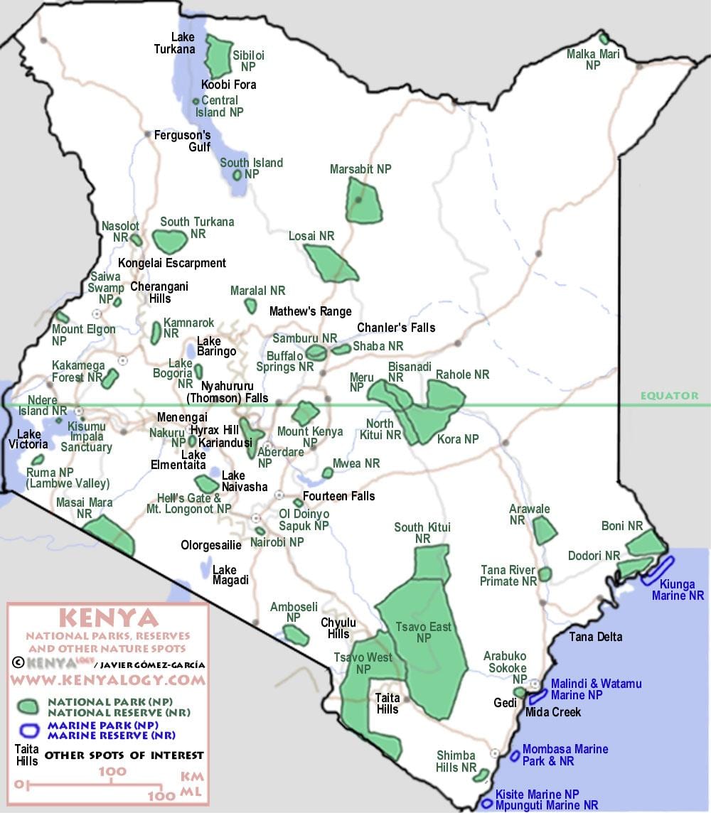 mapa de Quenia safari