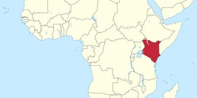Mapa de áfrica con Quenia destacadas