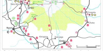 Monte Quenia en áfrica mapa
