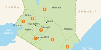 Mapa de Quenia rexións